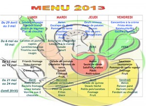 Menus Cantine 2013