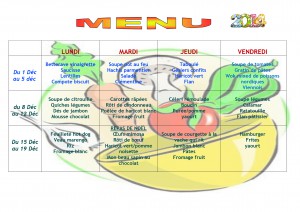 Menu Cantine Décembre