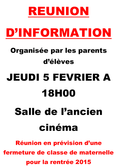 Réunion en prévision d’une fermeture de classe de maternelle 